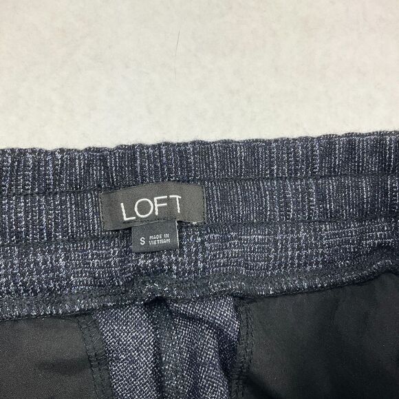 LOFT Ankle Drawstring Pants Blue Mid Rise Pull On Dress Knit Trousers Size SMALL - Picture 9 of 12